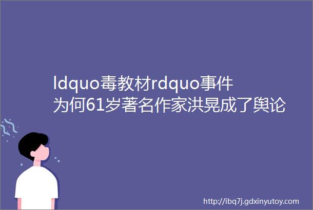 ldquo毒教材rdquo事件为何61岁著名作家洪晃成了舆论的众矢之的