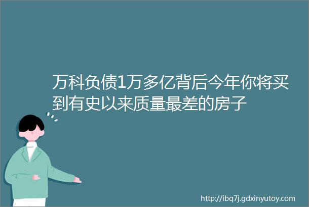 万科负债1万多亿背后今年你将买到有史以来质量最差的房子